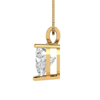 2 tcw Necklace Pendant - 14K White Gold Heart Cut Solitaire  White Sapphire - Adjustable Length - 15in Box Chain to 18in