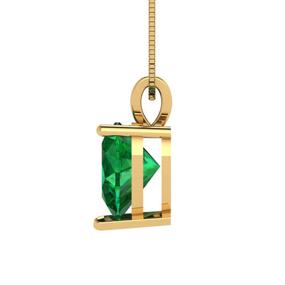 2cttw Heart Cut Emerald Gold-Plated 925 Silver Pendant and 16" Box-Chain Necklace