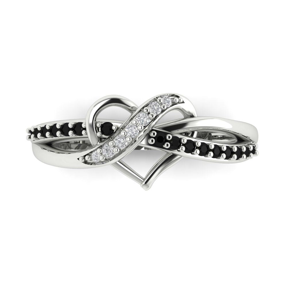 0.22 cttw Zirconia Simulated Diamond Solitaire with Zirconia Simulated Diamond Accents Engagement Ring - Solid White Gold (VVS1, Round Cut,1.3mm)