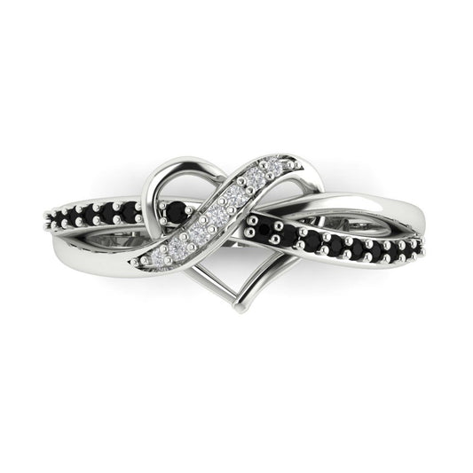 0.22 cttw Zirconia Simulated Diamond Solitaire with Zirconia Simulated Diamond Accents Engagement Ring - Solid White Gold (VVS1, Round Cut,1.3mm)
