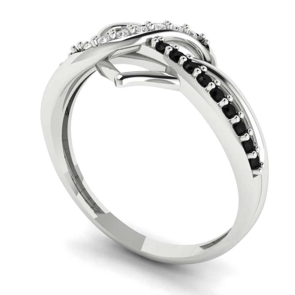 0.22 cttw Zirconia Simulated Diamond Solitaire with Zirconia Simulated Diamond Accents Engagement Ring - Solid White Gold (VVS1, Round Cut,1.3mm)