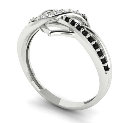 0.22 cttw Zirconia Simulated Diamond Solitaire with Zirconia Simulated Diamond Accents Engagement Ring - Solid White Gold (VVS1, Round Cut,1.3mm)