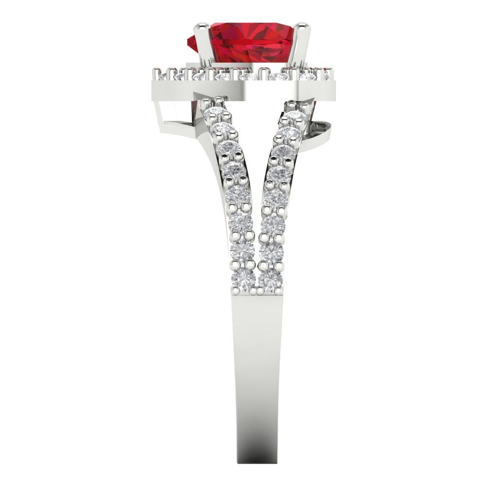 1.49 cttw Simulated Pink Tourmaline Hidden Halo Engagement Ring - Solid White Gold (VVS1, Heart Cut,6.5mm)