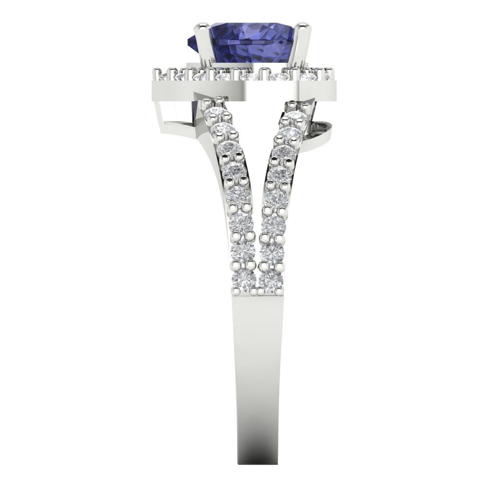 1.49 cttw Simulated Tanzanite Hidden Halo Engagement Ring - Solid Gold (Heart Cut,6.5mm)