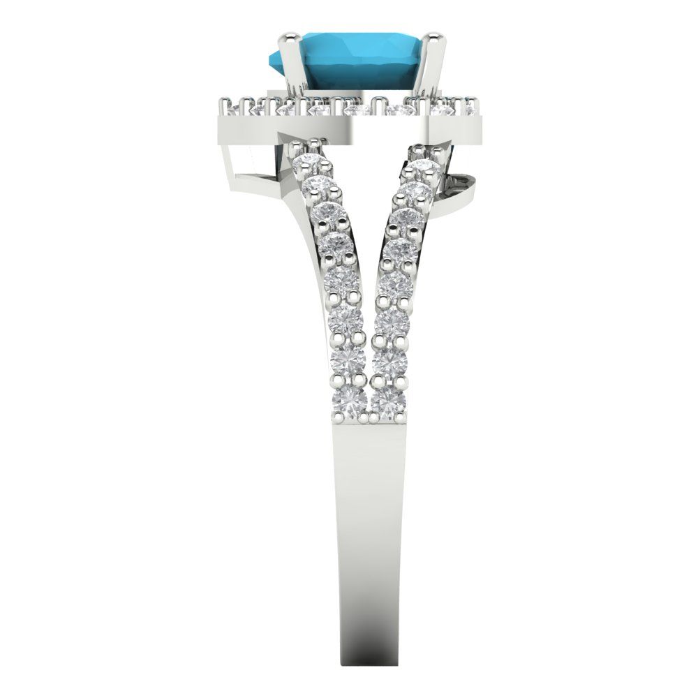 1.49 cttw Simulated Turquoise Hidden Halo Engagement Ring - Solid White Gold (VVS1, Heart Cut,6.5mm)