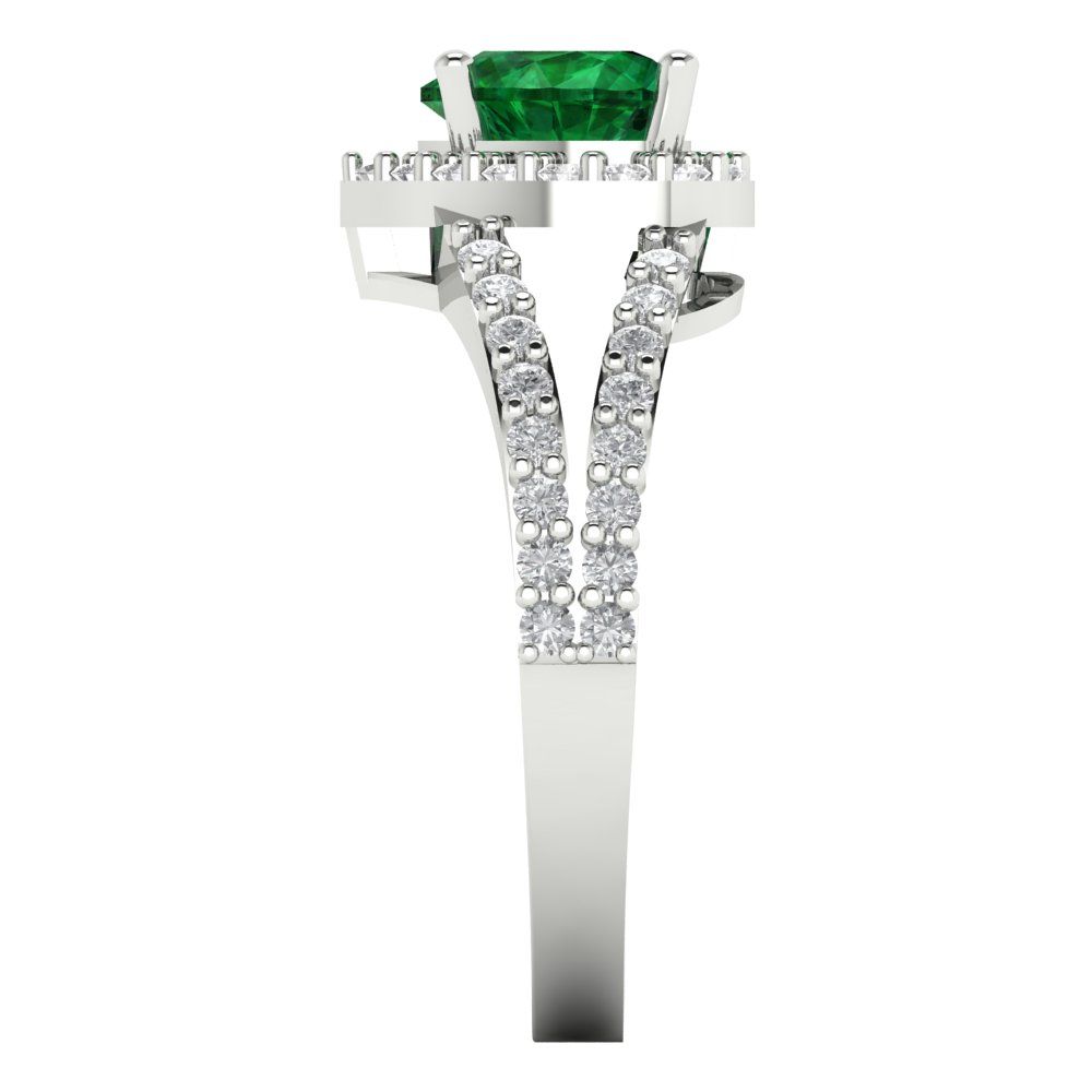 1.49 cttw Simulated Emerald Hidden Halo Engagement Ring - Solid Gold (Heart Cut,6.5mm)
