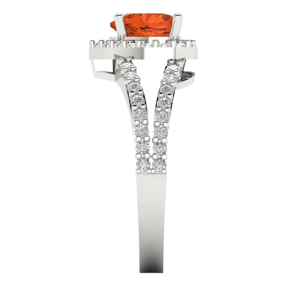 1.49 cttw Zirconia Simulated Red Diamond Hidden Halo Engagement Ring - Solid White Gold (VVS1, Heart Cut,6.5mm)
