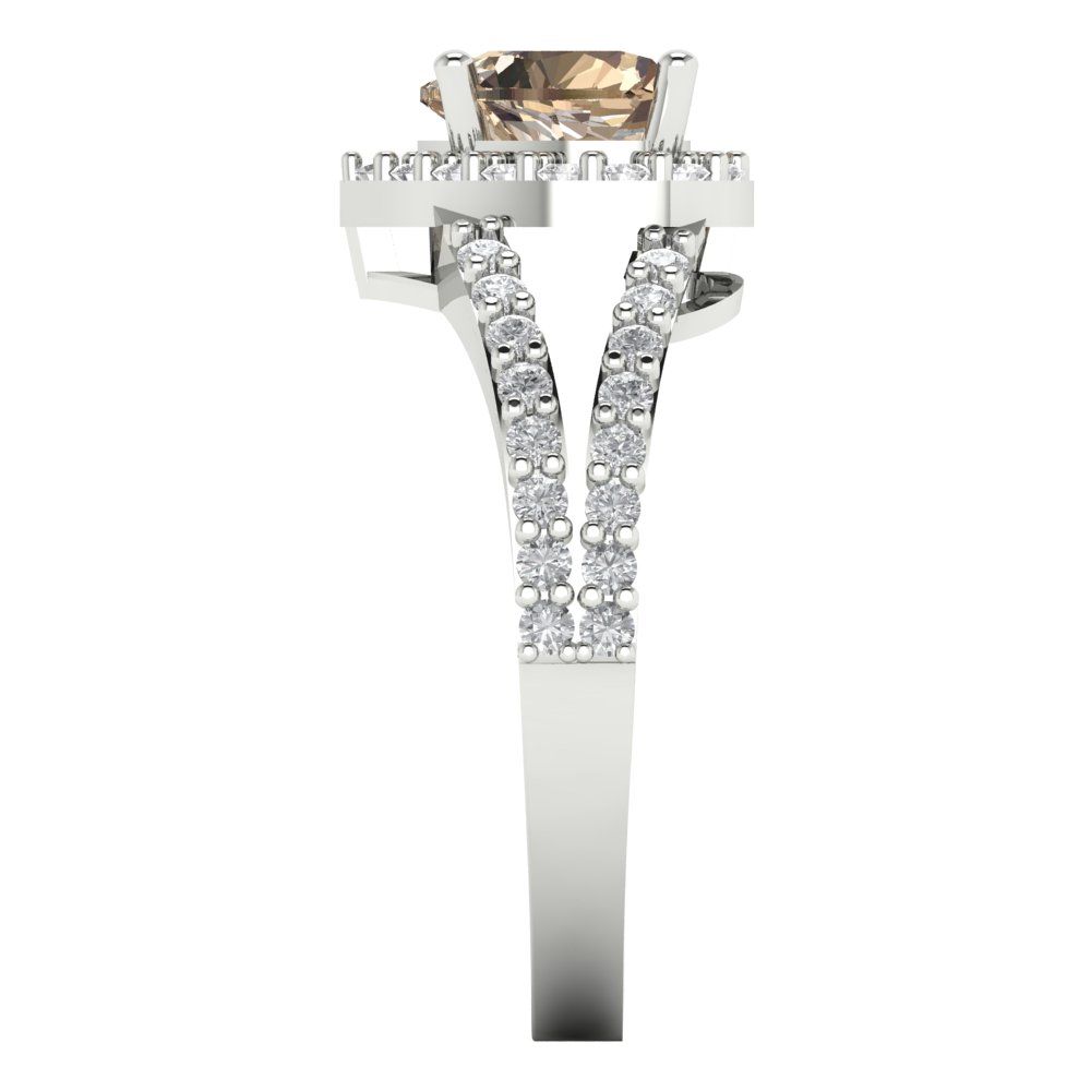 1.49 cttw Yellow Moissanite Hidden Halo Engagement Ring - Solid White Gold (VVS1, Heart Cut,6.5mm)