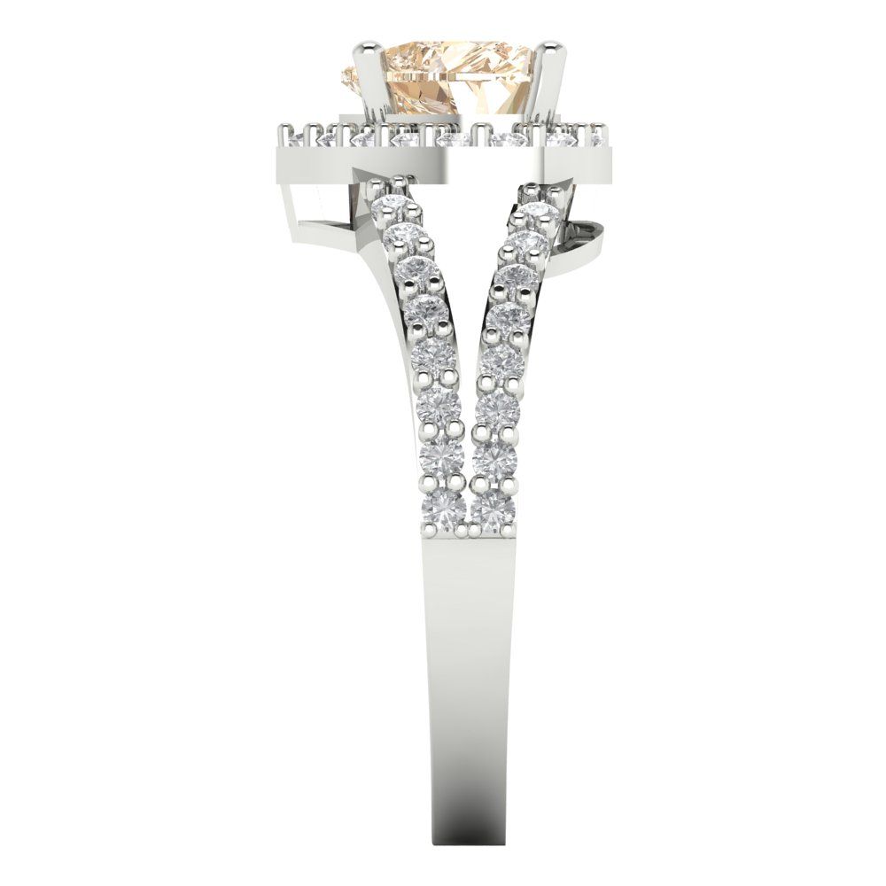 1.49 cttw Natural Morganite Hidden Halo Engagement Ring - Solid White Gold (VVS1, Heart Cut,6.5mm)