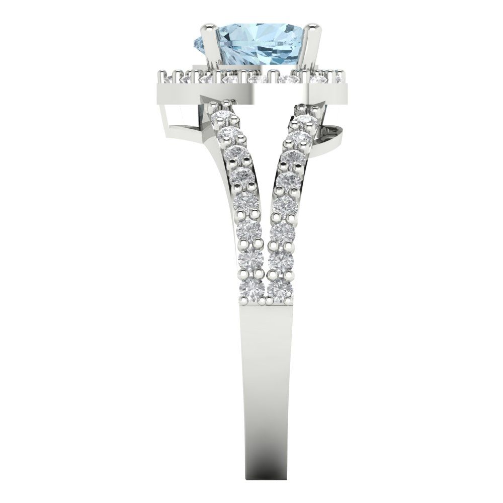 1.49 cttw Natural Sky Blue Topaz Hidden Halo Engagement Ring - Solid Gold (Heart Cut,6.5mm)