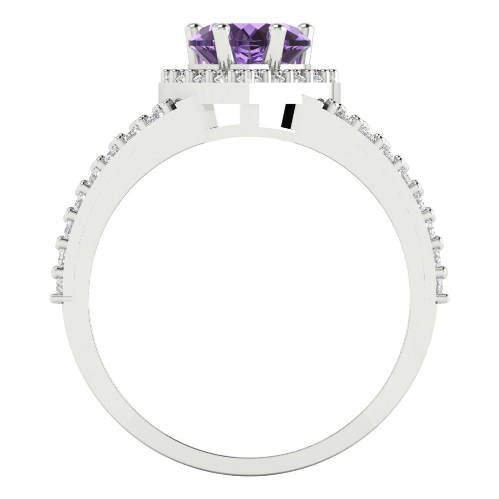 1.49 cttw Simulated Alexandrite Hidden Halo Engagement Ring - Solid White Gold (VVS1, Heart Cut,6.5mm)