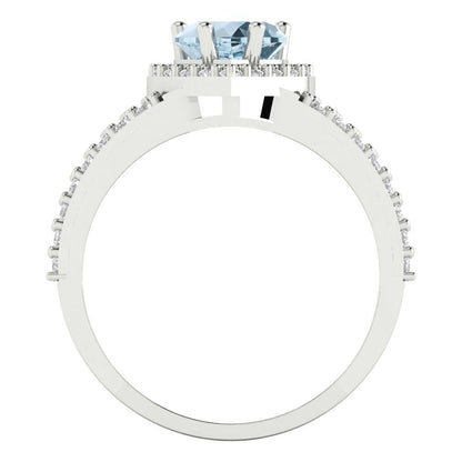 1.49 cttw Natural Sky Blue Topaz Hidden Halo Engagement Ring - Solid Gold (Heart Cut,6.5mm)