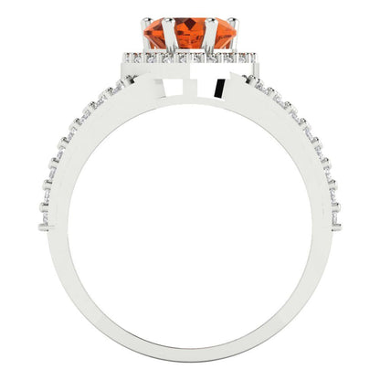 1.49 cttw Simulated Ruby Hidden Halo Engagement Ring - Solid White Gold (VVS1, Heart Cut,6.5mm)