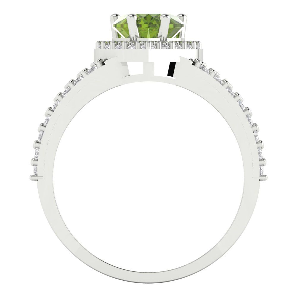 1.49 cttw Natural Peridot Hidden Halo Engagement Ring - Solid White Gold (VVS1, Heart Cut,6.5mm)