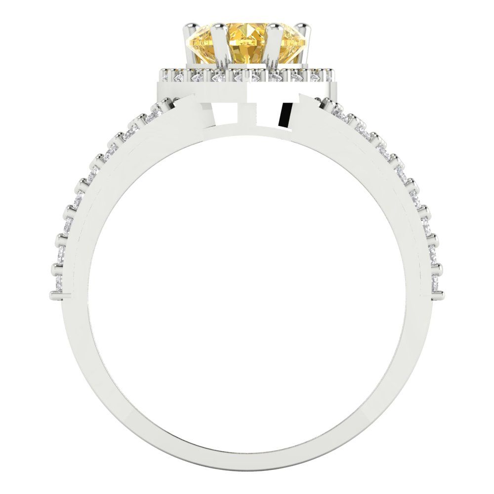 1.49 cttw Natural Citrine Hidden Halo Engagement Ring - Solid White Gold (VVS1, Heart Cut,6.5mm)
