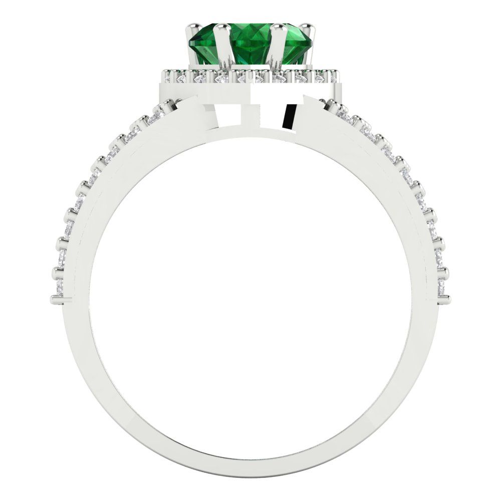 1.49 cttw Simulated Emerald Hidden Halo Engagement Ring - Solid Gold (Heart Cut,6.5mm)