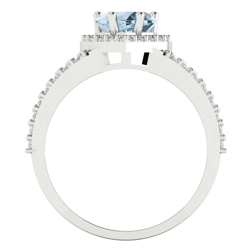 1.49 cttw Natural Aquamarine Hidden Halo Engagement Ring - Solid Gold (Heart Cut,6.5mm)