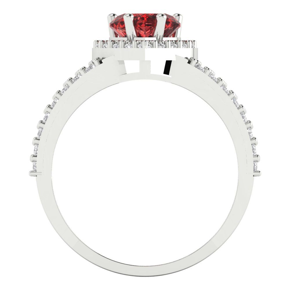 1.49 cttw Natural Garnet Hidden Halo Engagement Ring - Solid White Gold (VVS1, Heart Cut,6.5mm)