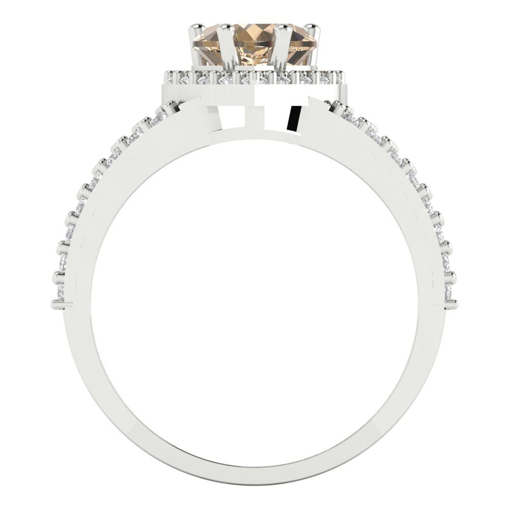 1.49 cttw Yellow Moissanite Hidden Halo Engagement Ring - Solid White Gold (VVS1, Heart Cut,6.5mm)