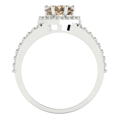 1.49 cttw Yellow Moissanite Hidden Halo Engagement Ring - Solid White Gold (VVS1, Heart Cut,6.5mm)