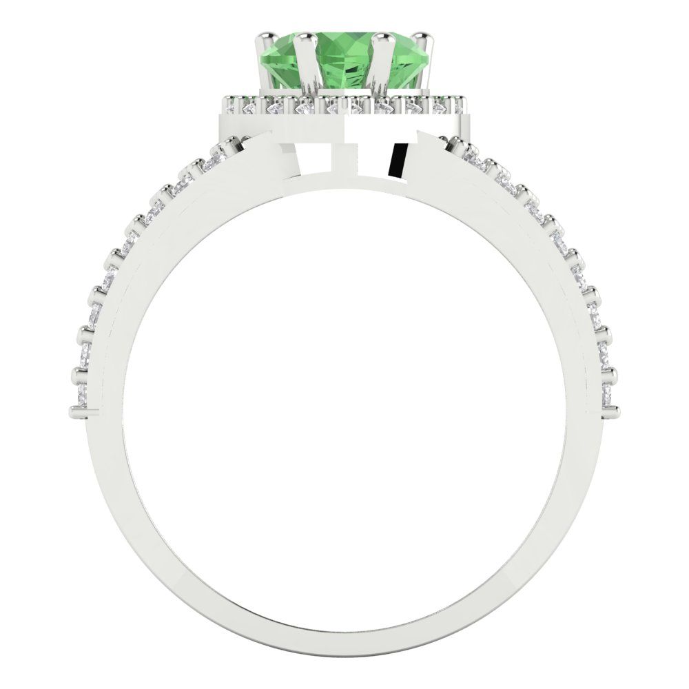 1.49 cttw Zirconia Simulated Green Diamond Hidden Halo Engagement Ring - Solid White Gold (VVS1, Heart Cut,6.5mm)