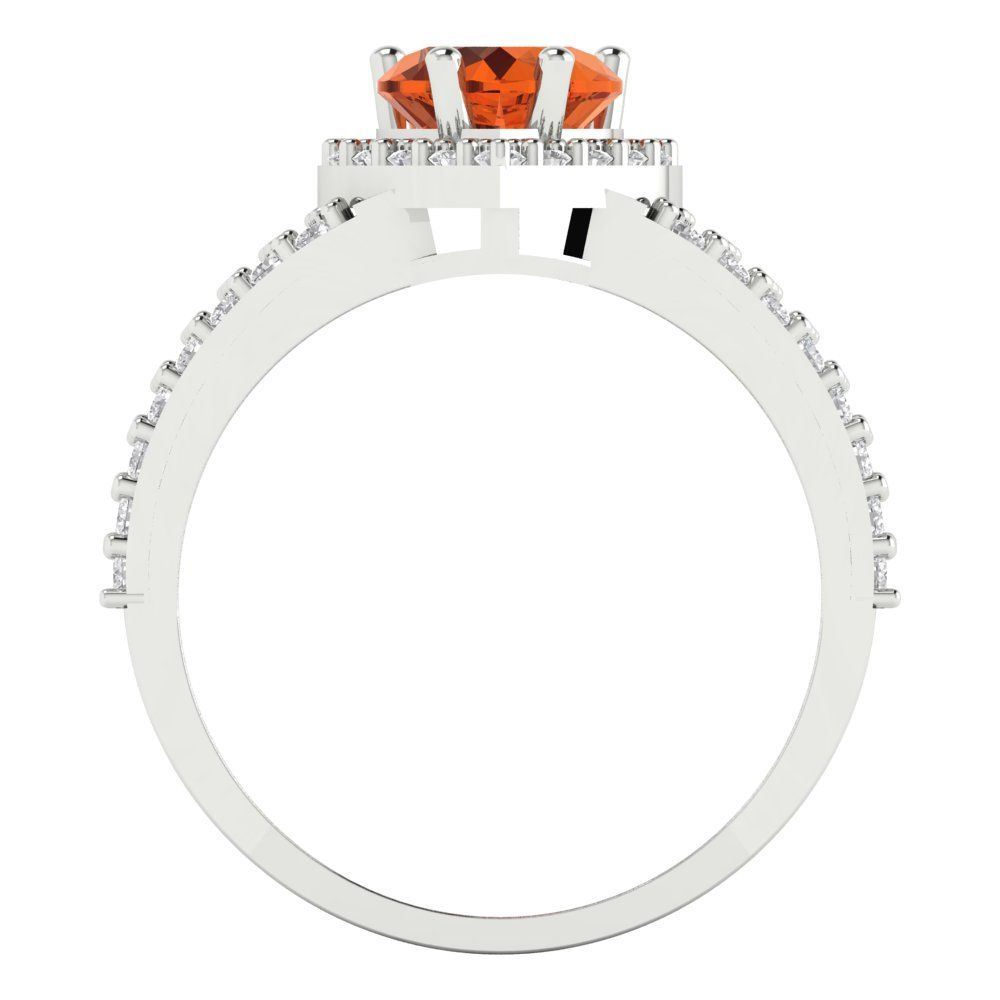 1.49 cttw Simulated Pink Tourmaline Hidden Halo Engagement Ring - Solid White Gold (VVS1, Heart Cut,6.5mm)