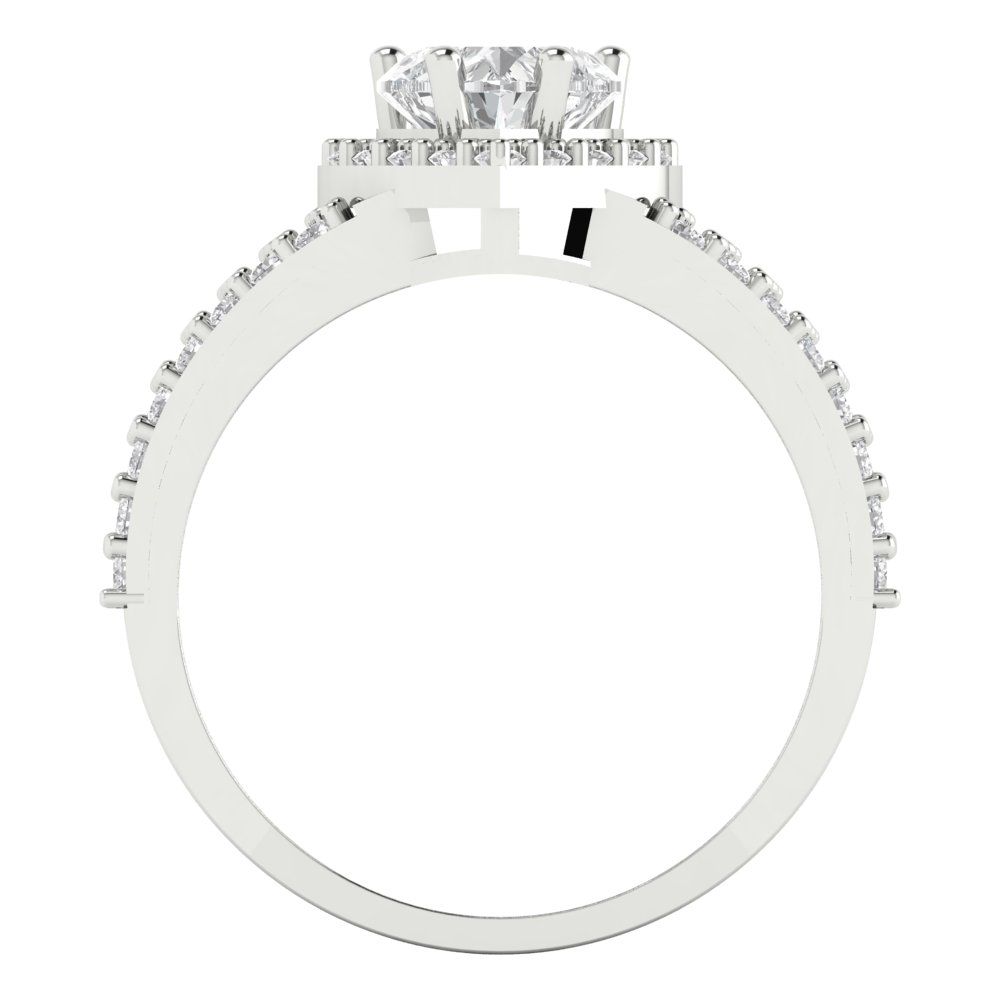 1.49 cttw White Sapphire Hidden Halo Engagement Ring - Solid White Gold (VVS1, Heart Cut,6.5mm)
