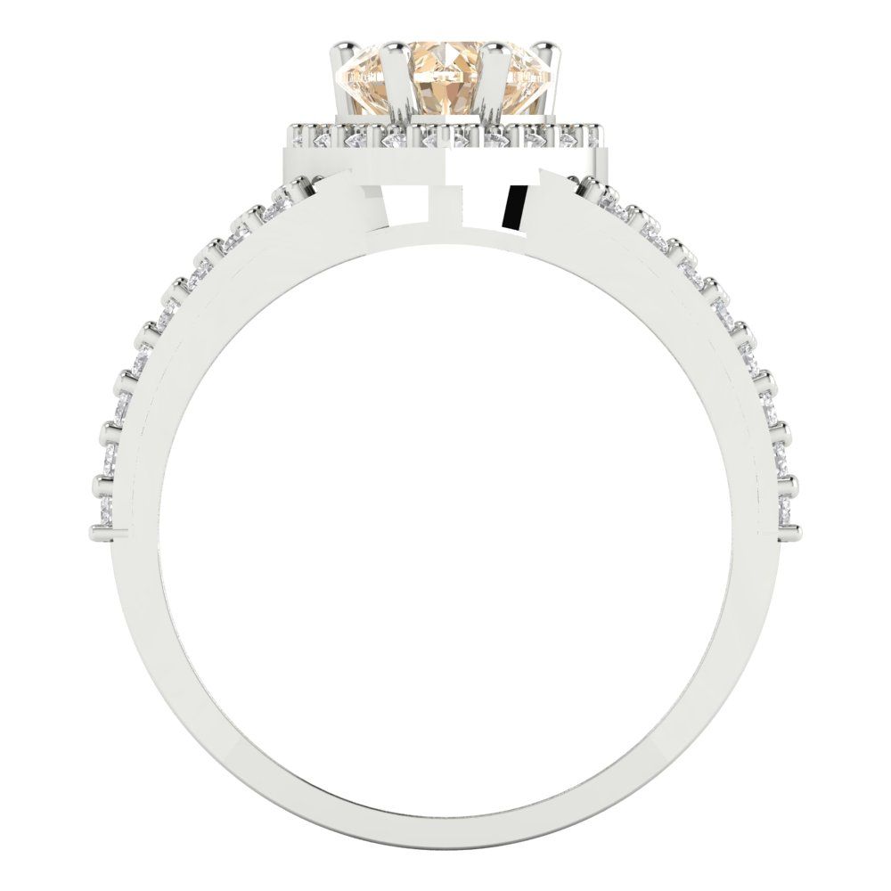 1.49 cttw Natural Morganite Hidden Halo Engagement Ring - Solid White Gold (VVS1, Heart Cut,6.5mm)