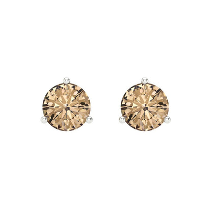 2 ctw Yellow Moissanite Studs Earrings | 6.5mm Round Cut White Gold Screw back | April Birthstone