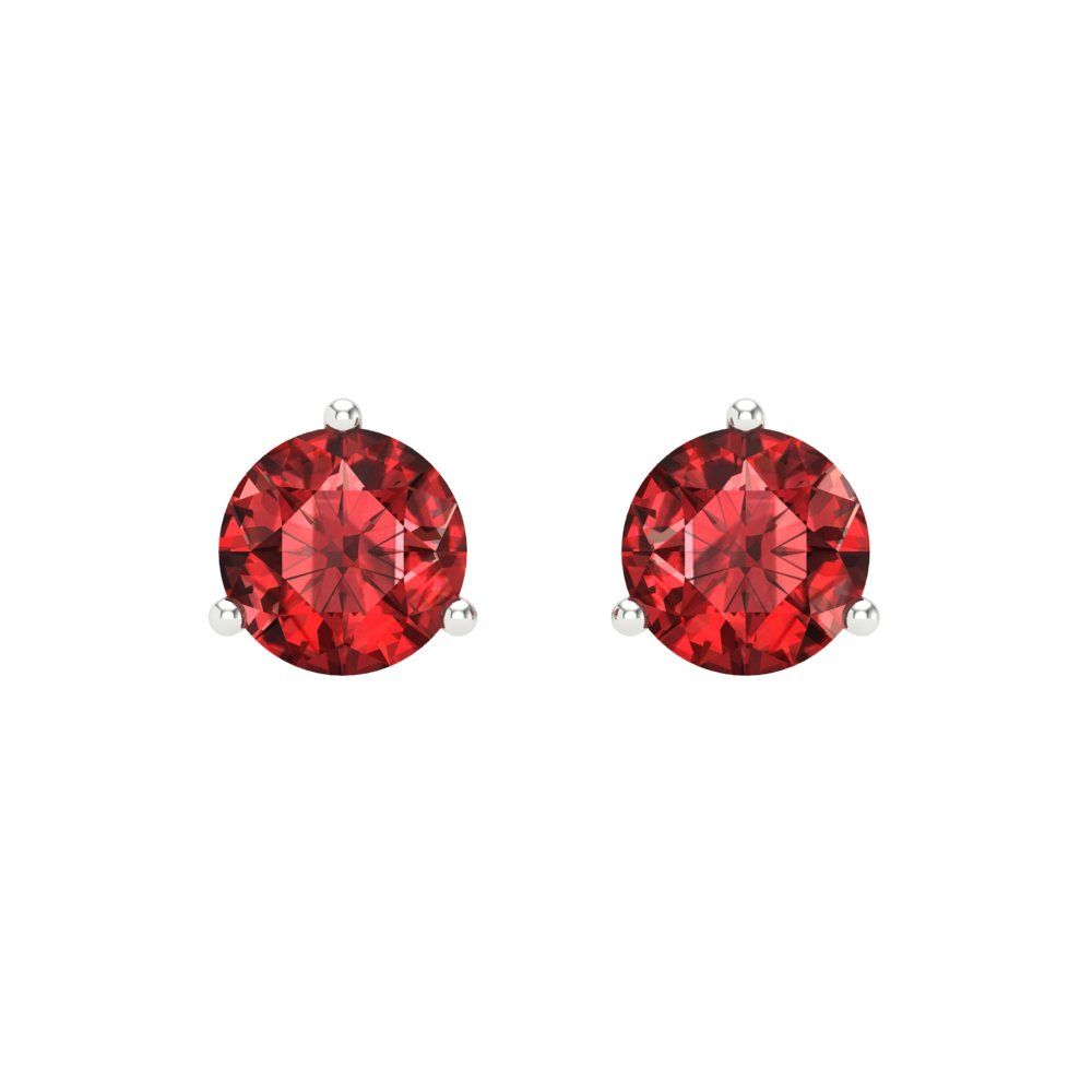 2 ctw Garnet Studs Earrings | 6.5mm Round Cut White Gold Screw back | January Birthstone