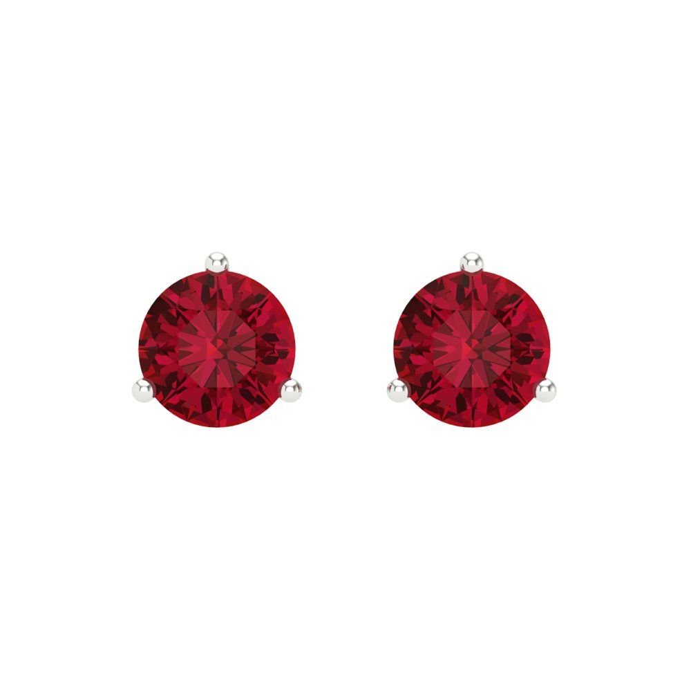 2 ctw Pink Tourmaline Studs Earrings | 6.5mm Round Cut White Gold Screw back | April Birthstone