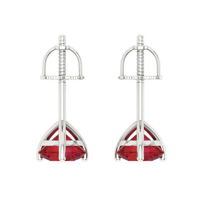 2 ctw Pink Tourmaline Studs Earrings | 6.5mm Round Cut White Gold Screw back | April Birthstone