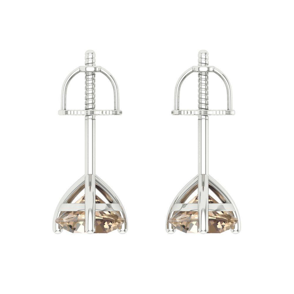 2 ctw Yellow Moissanite Studs Earrings | 6.5mm Round Cut White Gold Screw back | April Birthstone