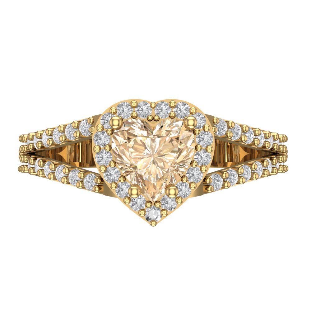 1.49 cttw Natural Morganite Hidden Halo Engagement Ring - Solid Gold (Heart Cut,6.5mm)