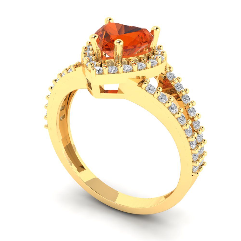 1.49 cttw Zirconia Simulated Red Diamond Hidden Halo Engagement Ring - Solid Gold (VVS1, Heart Cut,6.5mm)