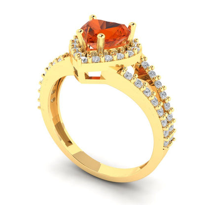 1.49 cttw Zirconia Simulated Red Diamond Hidden Halo Engagement Ring - Solid Gold (VVS1, Heart Cut,6.5mm)