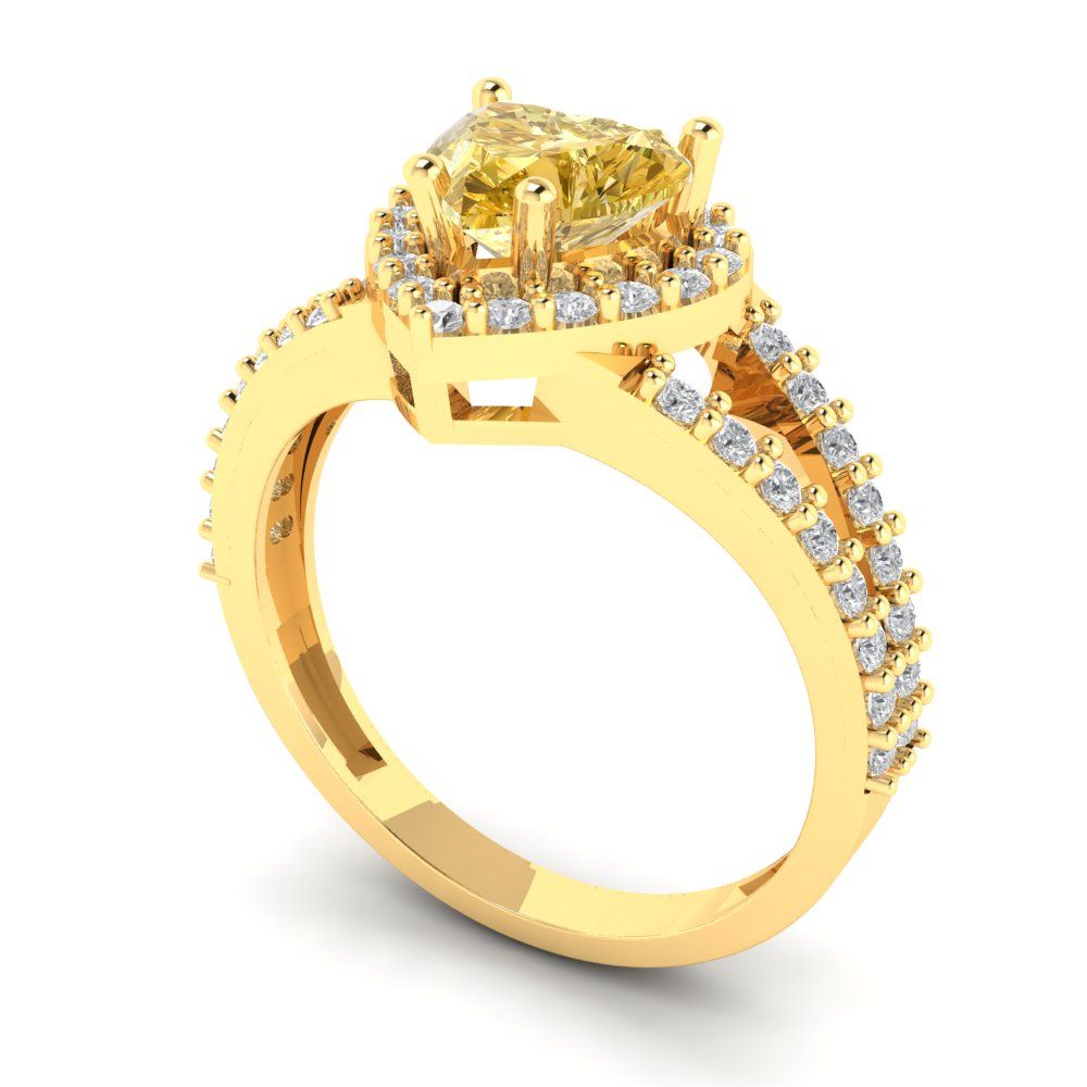1.49 cttw Natural Citrine Hidden Halo Engagement Ring - Solid Yellow Gold (VVS1, Heart Cut,6.5mm)