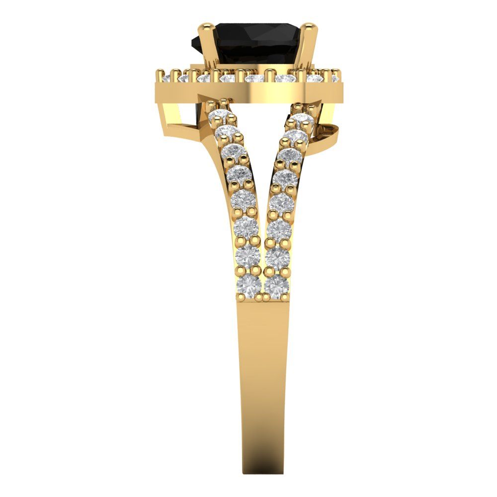 1.49 cttw Natural Onyx Hidden Halo Engagement Ring - Solid Gold (Heart Cut,6.5mm)