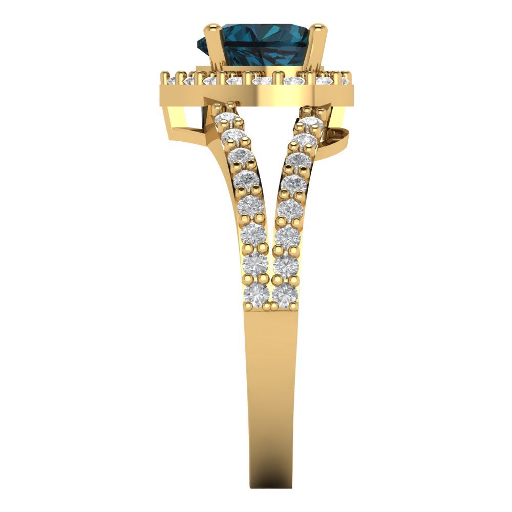 1.49 cttw Natural London Blue Topaz Hidden Halo Engagement Ring - Solid Gold (Heart Cut,6.5mm)
