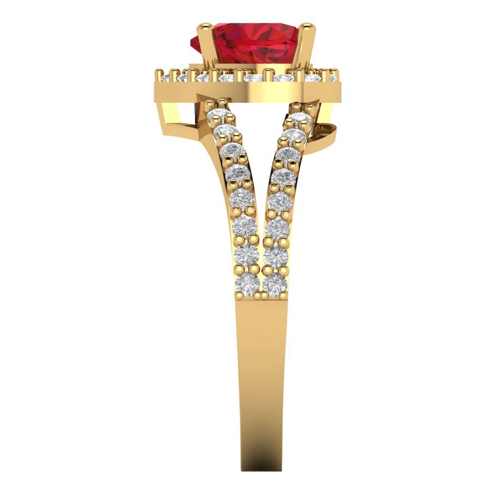 1.49 cttw Simulated Pink Tourmaline Hidden Halo Engagement Ring - Solid Gold (Heart Cut,6.5mm)