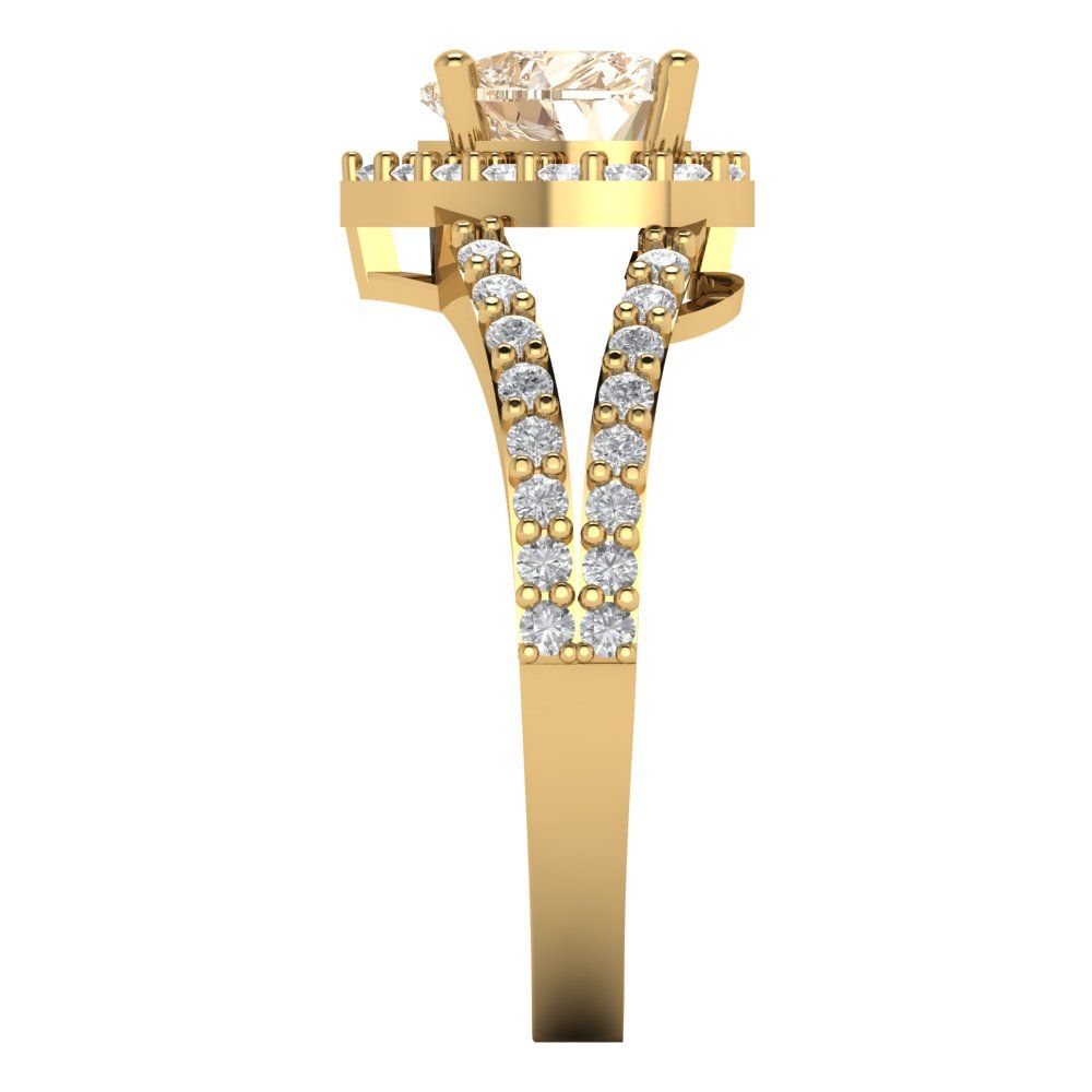 1.49 cttw Natural Morganite Hidden Halo Engagement Ring - Solid Gold (Heart Cut,6.5mm)