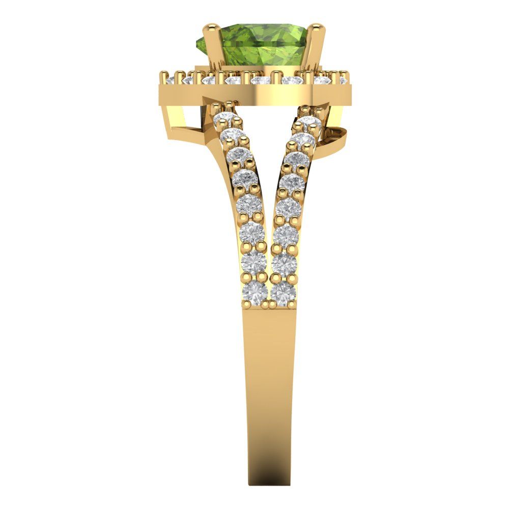 1.49 cttw Natural Peridot Hidden Halo Engagement Ring - Solid Gold (Heart Cut,6.5mm)