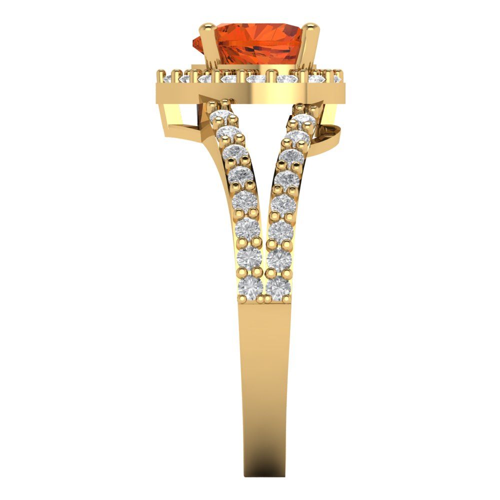 1.49 cttw Zirconia Simulated Red Diamond Hidden Halo Engagement Ring - Solid Gold (VVS1, Heart Cut,6.5mm)