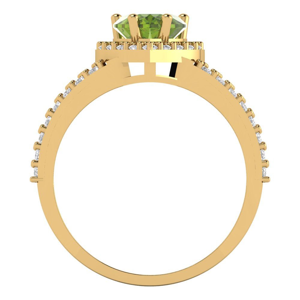 1.49 cttw Natural Peridot Hidden Halo Engagement Ring - Solid Gold (Heart Cut,6.5mm)