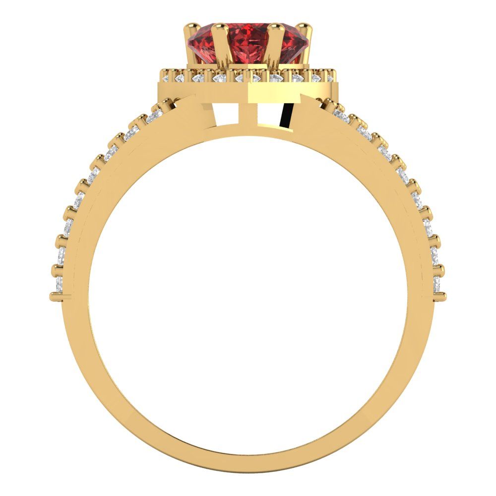 1.49 cttw Natural Garnet Hidden Halo Engagement Ring - Solid Gold (Heart Cut,6.5mm)