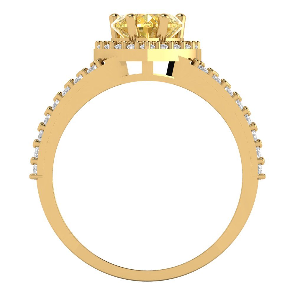 1.49 cttw Natural Citrine Hidden Halo Engagement Ring - Solid Yellow Gold (VVS1, Heart Cut,6.5mm)
