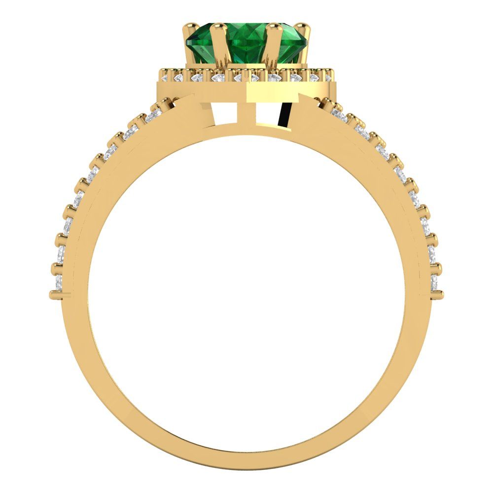 1.49 cttw Simulated Emerald Hidden Halo Engagement Ring - Solid Gold (Heart Cut,6.5mm)