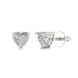 1 ct Brilliant Heart Cut Studs Natural Diamond Stone Clarity SI1-2 Color G-H White Gold Earrings Screw back