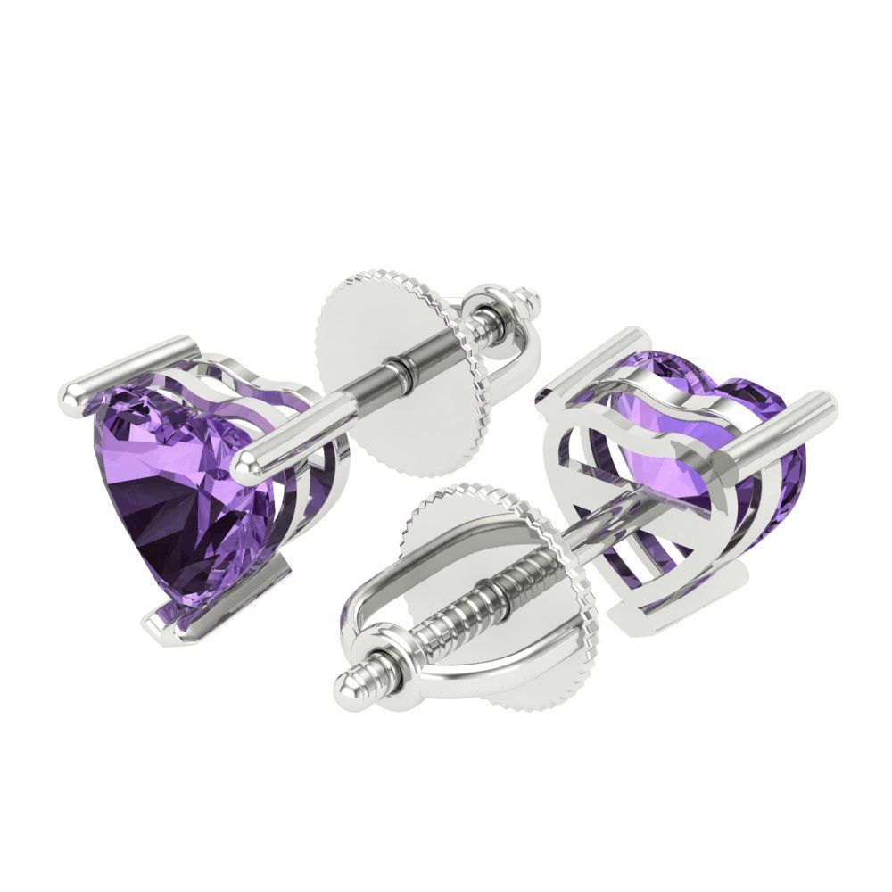 1 ctw Alexandrite Studs Earrings | 5mm Heart Cut White Gold Screw back | June Birthstone