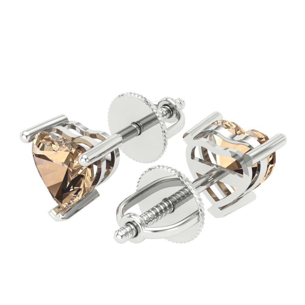 1 ctw Yellow Moissanite Studs Earrings | 5mm Heart Cut White Gold Screw back | April Birthstone